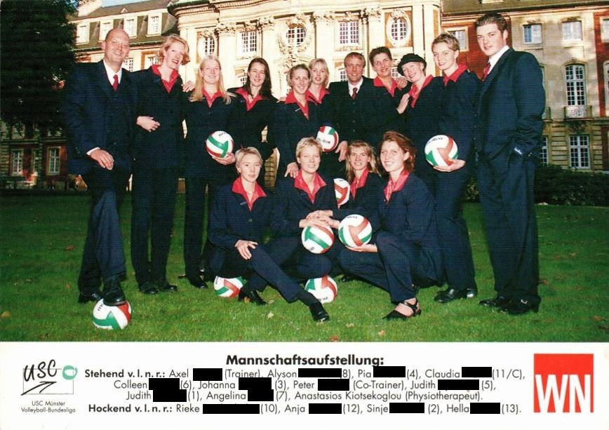 USC Münster Mannschaftsfoto 1998 mit Anastasios Kiotsekoglou als Physiotherapeut